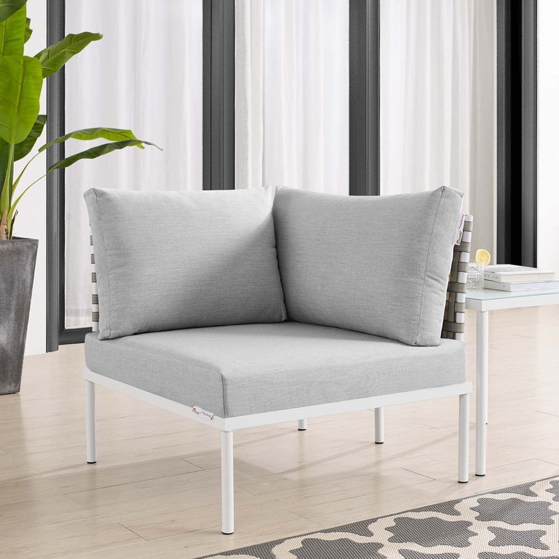 Harmony Sunbrella Basket Weave Outdoor Patio Aluminum Corner Chair By Modway - EEI-4538