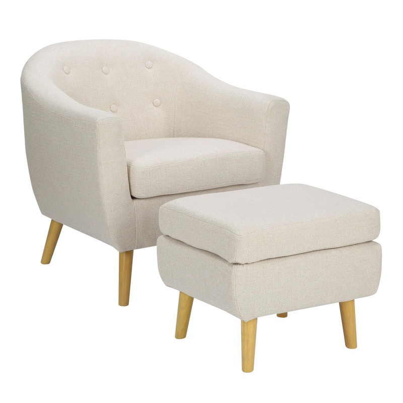 Rockwell Chair + Ottoman Set Cream By LumiSource