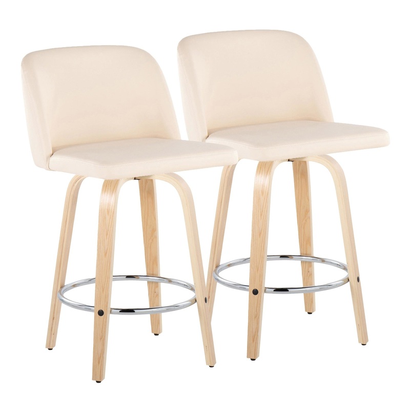 Toriano 24" Fixed Height Counter Stool - Set of 2 Cream By LumiSource - B24-TRNOPU-GRTZR2 NACR2