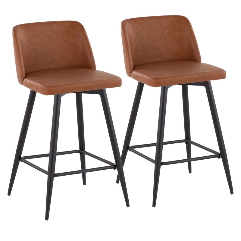 Toriano 26" Fixed Height Counter Stool - Set of 2 Cream By LumiSource - B26-TRNOPU-55TPRZX2 BKCAM2