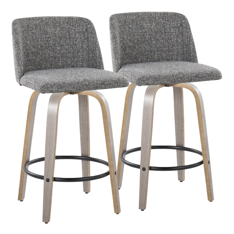 Toriano 26" Fixed Height Counter Stool - Set of 2 Gray By LumiSource