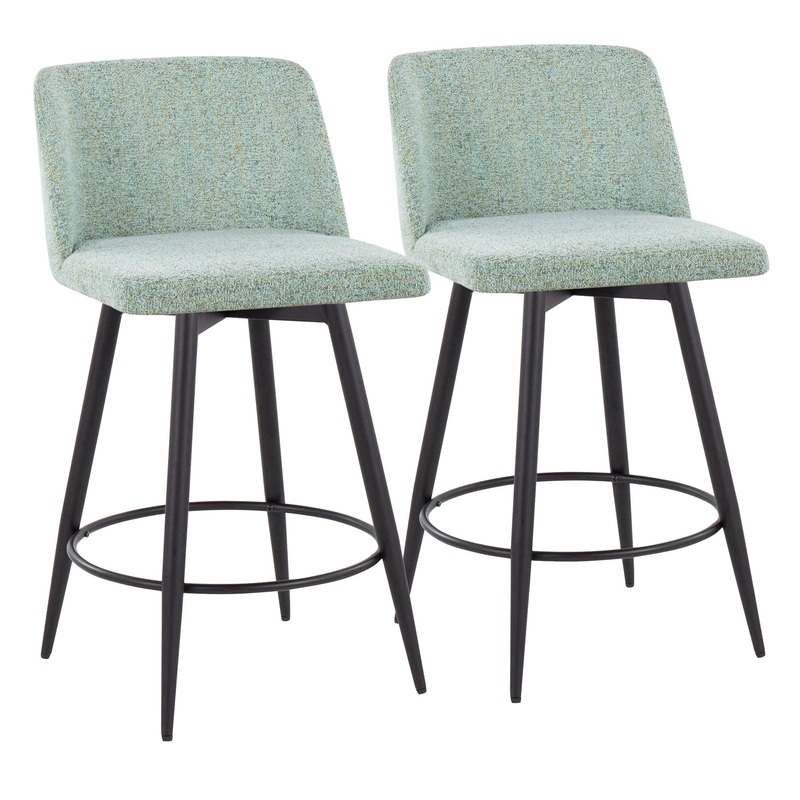 Toriano 26" Fixed Height Counter Stool - Set of 2 Green By LumiSource - B26-TRNO-55TPRZQ2 BKLGN2