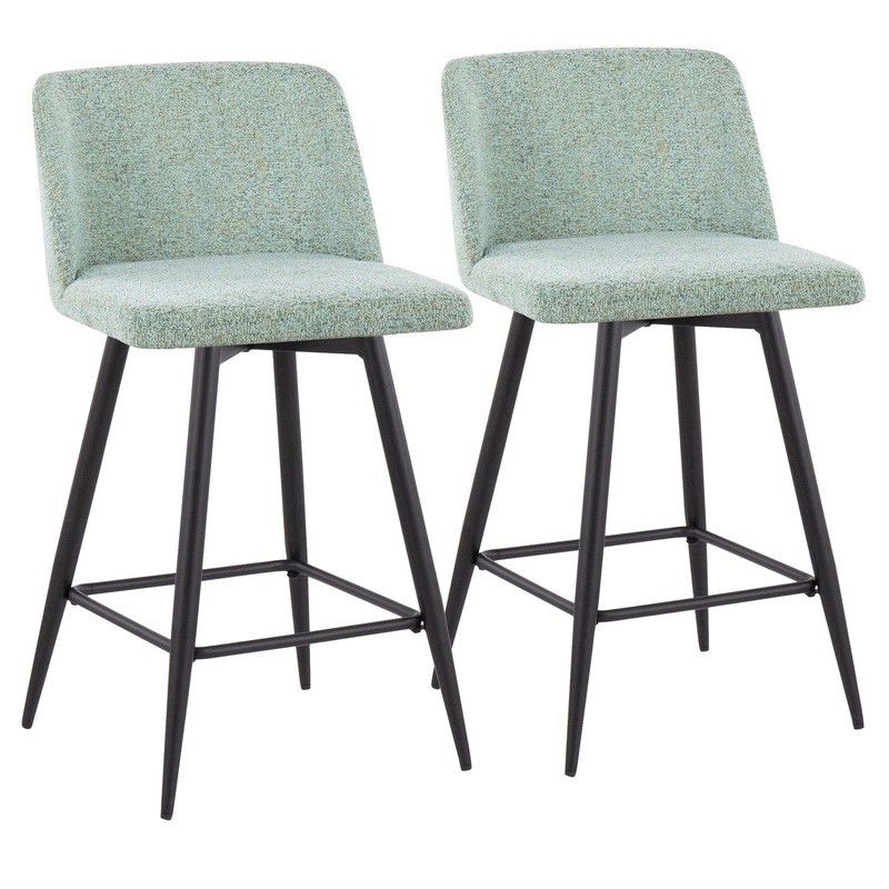 Toriano 26" Fixed Height Counter Stool - Set of 2 Green By LumiSource - B26-TRNO-55TPRZX2 BKLGN2