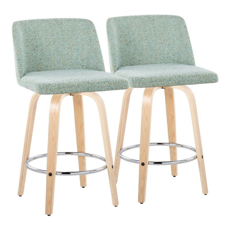 Toriano 26" Fixed Height Counter Stool - Set of 2 Green By LumiSource - B26-TRNO-GRTZR2 NALGN2