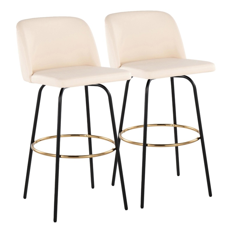 Toriano 30" Fixed Height Barstool - Set of 2 Cream By LumiSource - B30-TRNOPU-CLARZG2 BKCR2
