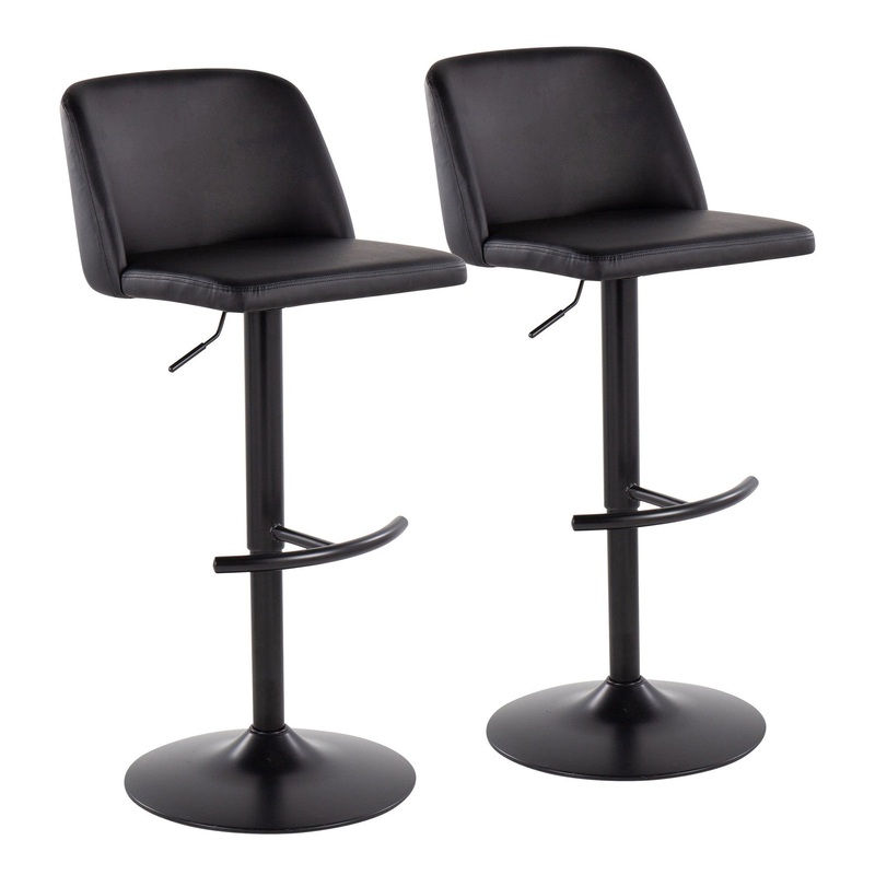 Toriano Adjustable Bar Stool - Set of 2 Black By LumiSource - BS-TORIANOPU-RT2 BKBK2