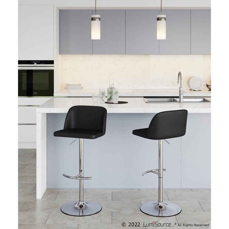 Toriano Adjustable Bar Stool - Set of 2 Black By LumiSource - BS-TORIANOPU-RT2 CHRMBK2