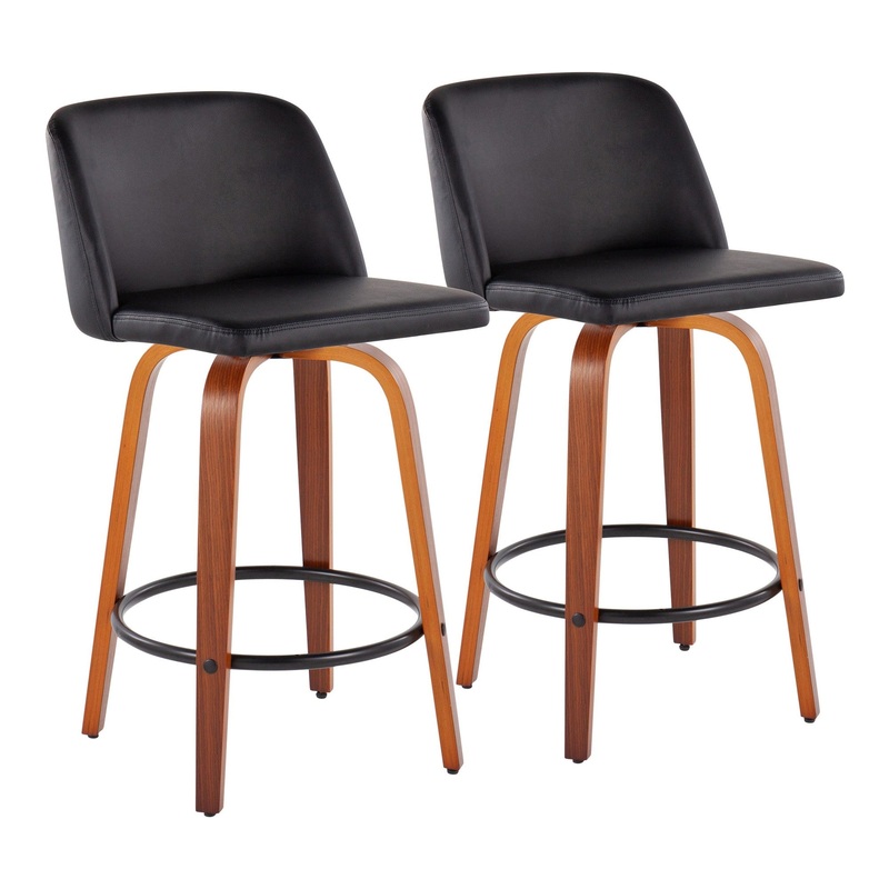 Toriano Fixed-Height Counter Stool - Set of 2 Black By LumiSource - B26-TRNOPU-SWVQ2 WLBK2