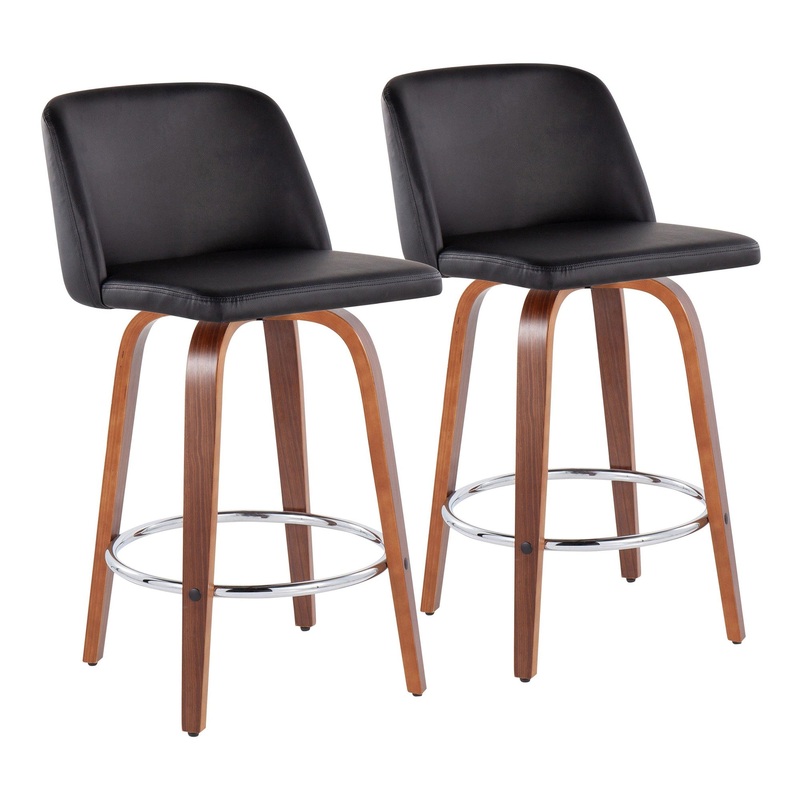 Toriano Fixed-Height Counter Stool - Set of 2 Black By LumiSource - B26-TRNOPU-SWVR2 WLBK2