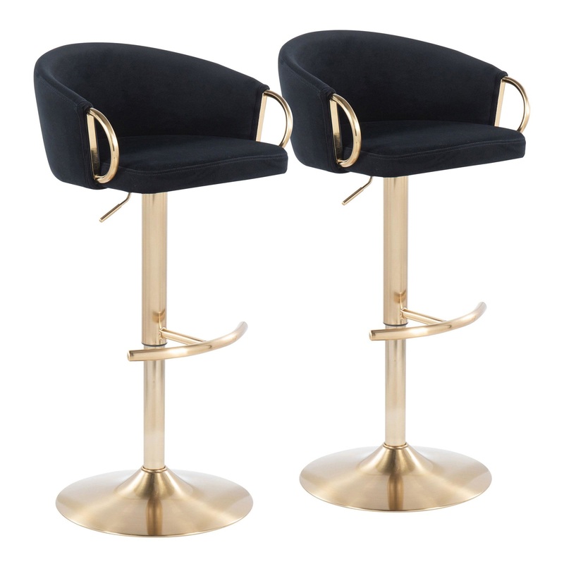 Claire Adjustable Bar Stool - Set of 2 Black By LumiSource