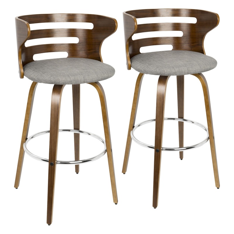 Cosini 30" Fixed Height Barstool - Set of 2 Gray By LumiSource