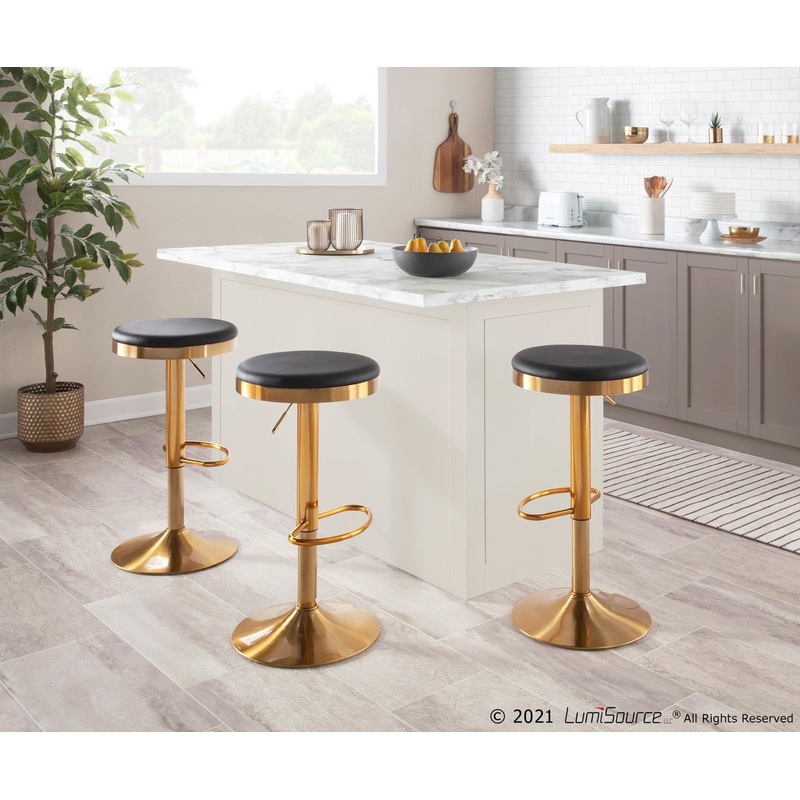 Dakota Upholstered Barstool - Set of 2 Black By LumiSource - BS-DAKOTA AUBK2