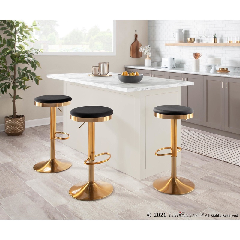 Dakota Upholstered Barstool - Set of 2 Black By LumiSource - BS-DAKOTA AUVBK2