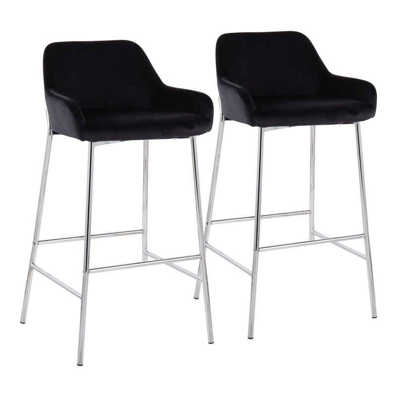 Daniella Fixed-Height Bar Stool - Set of 2 Black By LumiSource - B30-DNLA2 CHRMVBK2