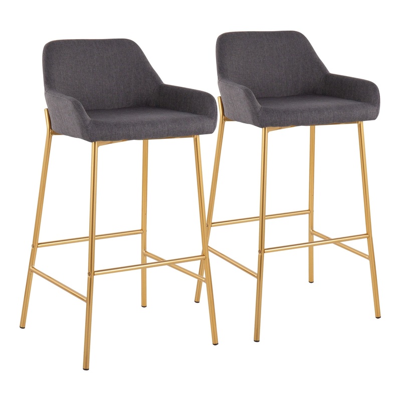Daniella Fixed-Height Bar Stool - Set of 2 Gray By LumiSource - B30-DNLA2 AUCHAR2