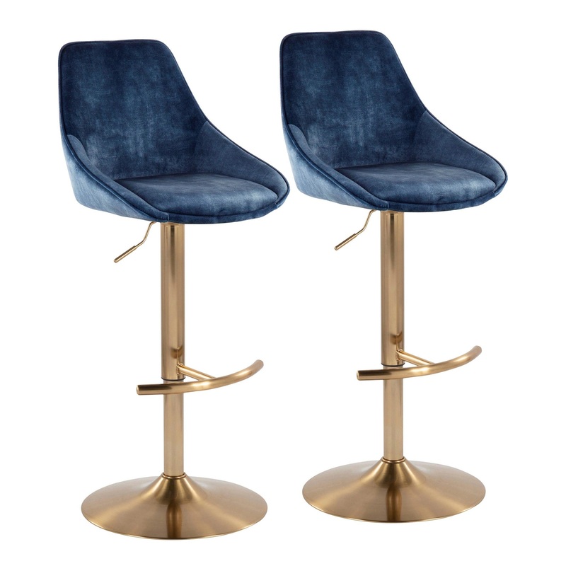 Diana Adjustable Bar Stool - Set of 2 Blue By LumiSource - BS-DIANA-RT2 AUVBU2