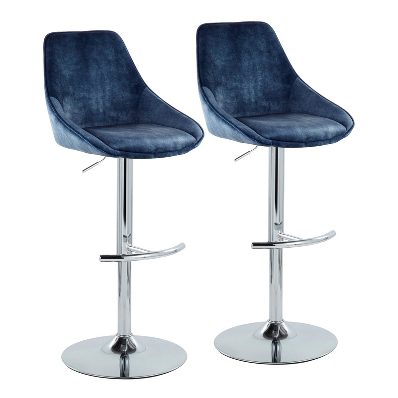 Diana Adjustable Bar Stool - Set of 2 Blue By LumiSource - BS-DIANA-RT2 CHRMVBU2