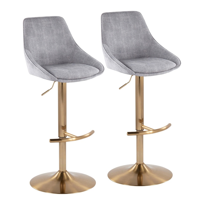 Diana Adjustable Bar Stool - Set of 2 Gray By LumiSource