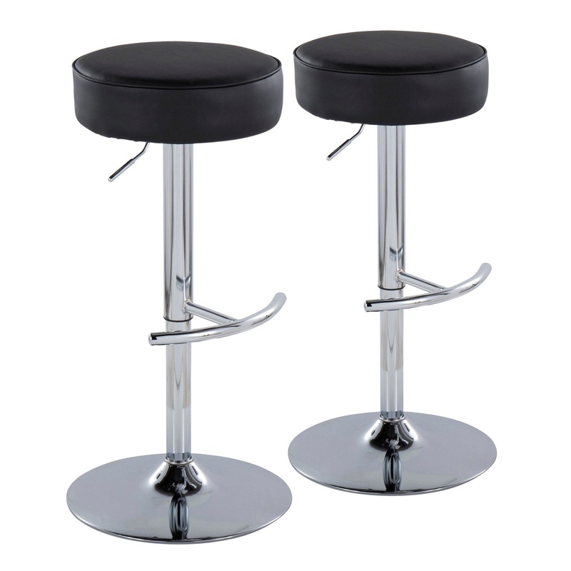 Dot Adjustable Barstool - Set of 2 Black By LumiSource