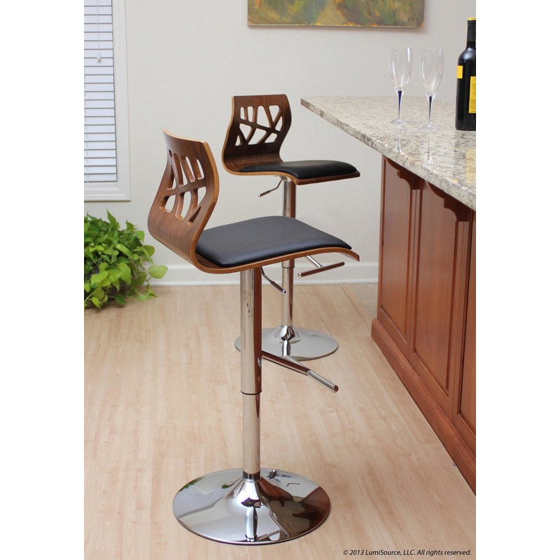 Folia Adjustable Barstool - Set of 2 Black By LumiSource