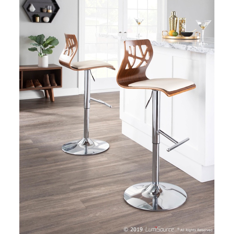 Folia Adjustable Barstool - Set of 2 Cream By LumiSource