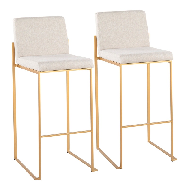 Fuji High Back Barstool - Set of 2 Beige By LumiSource - B30-FUJIHB AUFBG2
