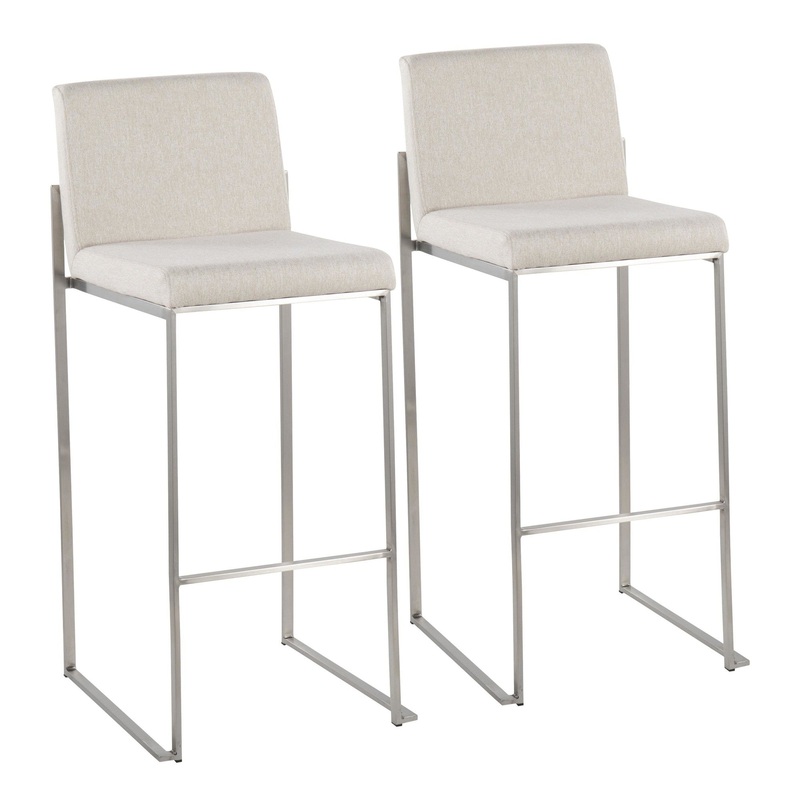 Fuji High Back Barstool - Set of 2 Beige By LumiSource - B30-FUJIHB SSFBG2