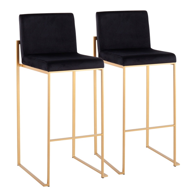 Fuji High Back Barstool - Set of 2 Black By LumiSource - B30-FUJIHB AUVBK2