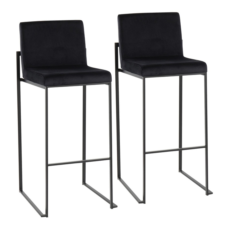 Fuji High Back Barstool - Set of 2 Black By LumiSource - B30-FUJIHB BKVBK2