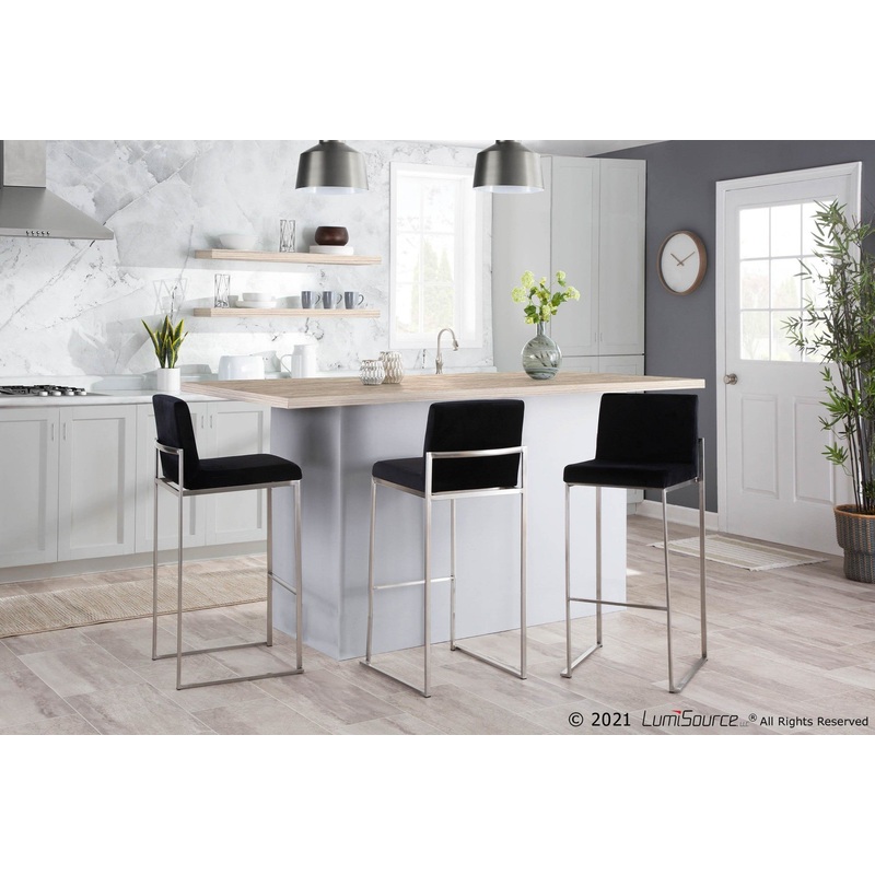 Fuji High Back Barstool - Set of 2 Black By LumiSource - B30-FUJIHB SSVBK2