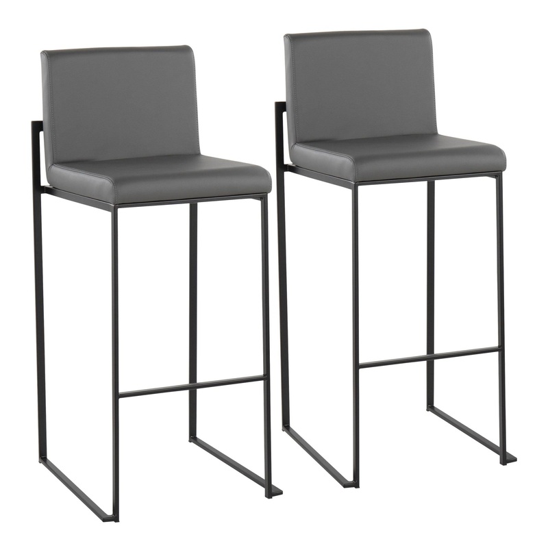 Fuji High Back Barstool - Set of 2 Gray By LumiSource - B30-FUJIHB BKGY2