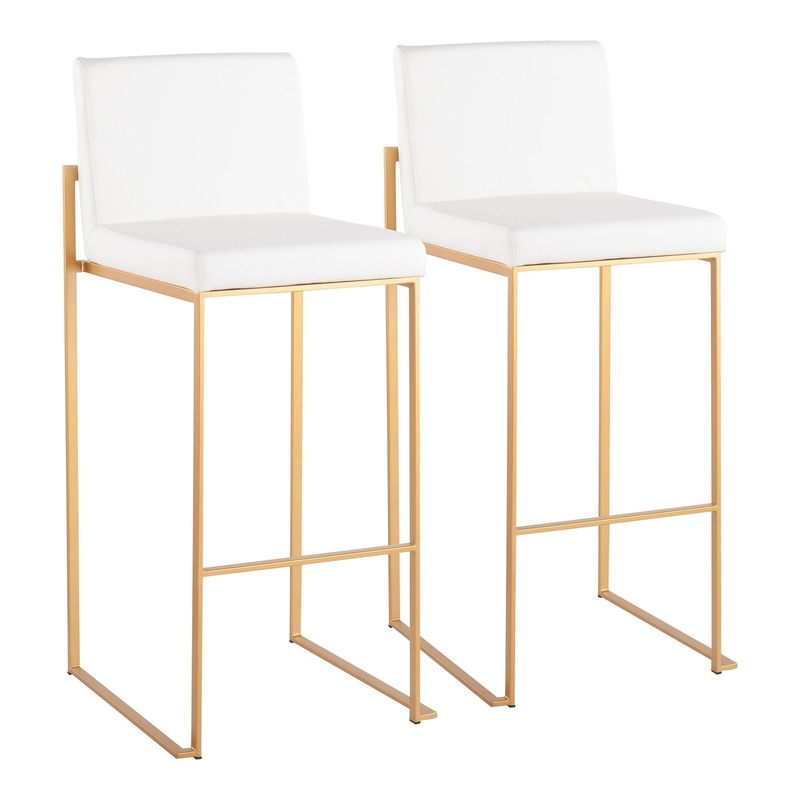 Fuji High Back Barstool - Set of 2 White By LumiSource - B30-FUJIHB AUW2
