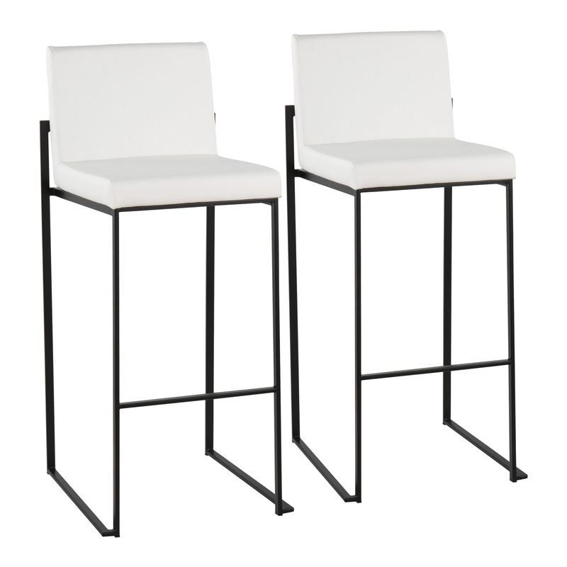 Fuji High Back Barstool - Set of 2 White By LumiSource - B30-FUJIHB BKW2