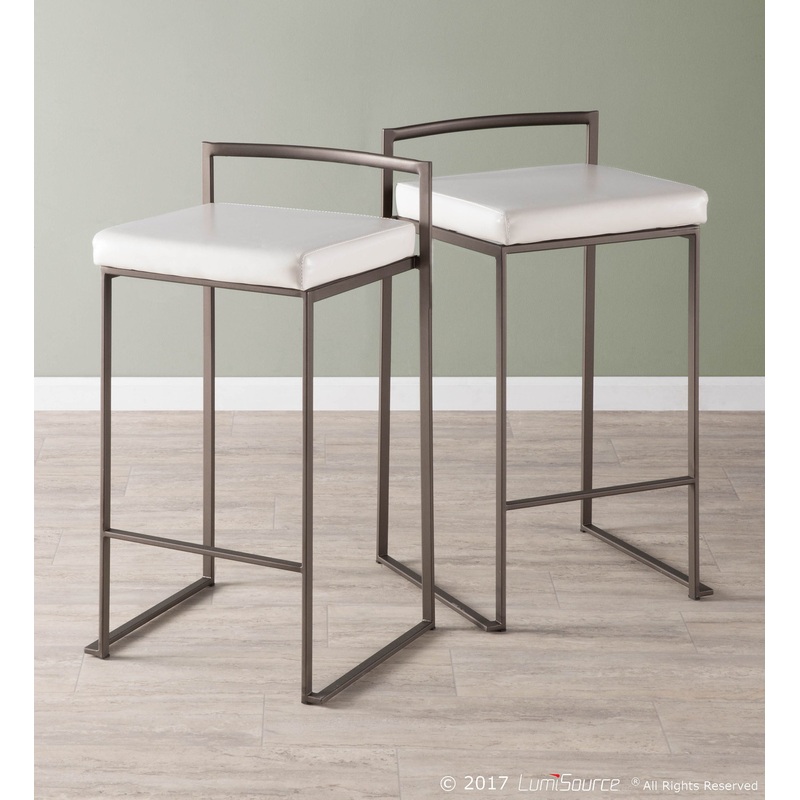 Fuji Stacker Barstool - Set of 2 White By LumiSource - B30-FUJI ANCAM2
