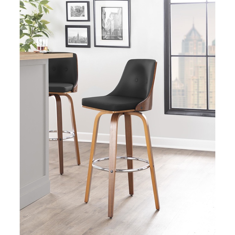 Gianna Fixed-Height Barstool - Set of 2 Black By LumiSource