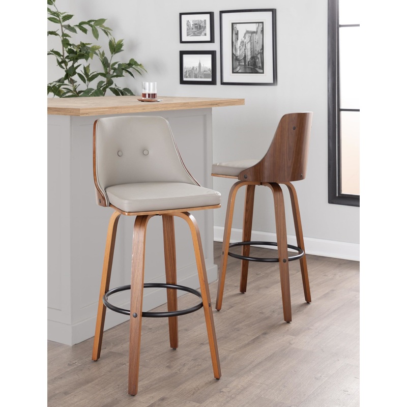 Gianna Fixed-Height Barstool - Set of 2 Gray By LumiSource - B30-GNNPU-GRTZQ2 WLWLLGY2