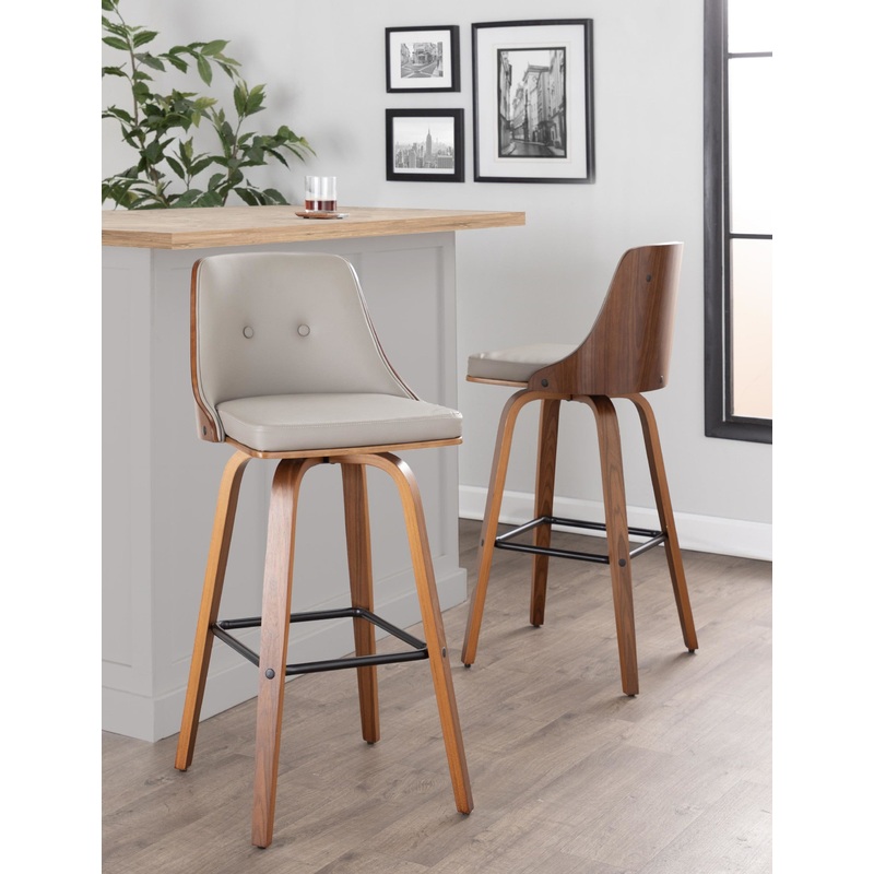Gianna Fixed-Height Barstool - Set of 2 Gray By LumiSource - B30-GNNPU-GRTZX2 WLWLLGY2