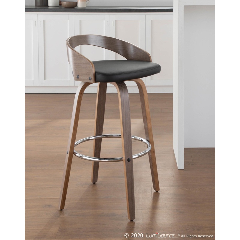 Grotto 30" Fixed Height Barstool - Set of 2 Black By LumiSource