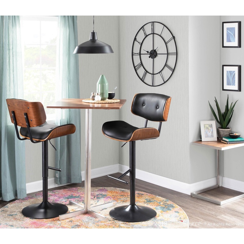 Lombardi Adjustable Barstool - Set of 2 Black By LumiSource