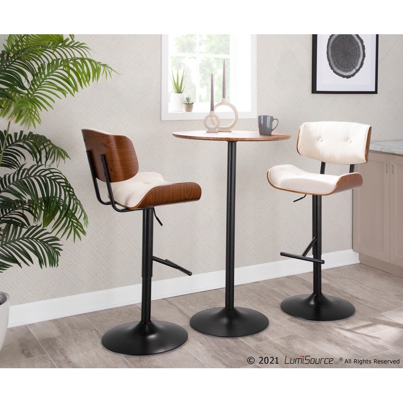 Lombardi Adjustable Barstool - Set of 2 Cream By LumiSource