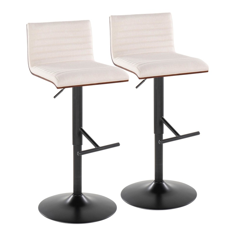 Mason Adjustable Barstool - Set of 2 Cream By LumiSource - BS-MASON-STRT2 BKWLCR2