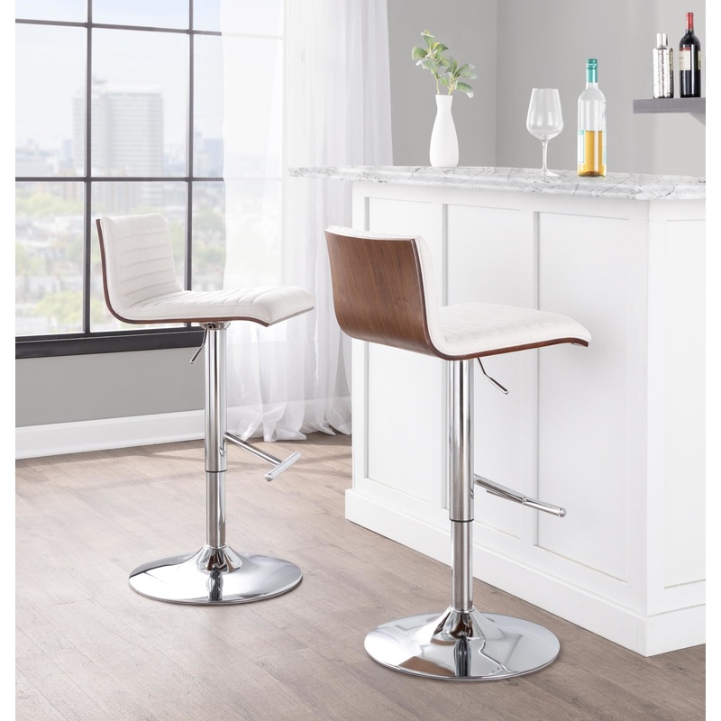 Mason Adjustable Barstool - Set of 2 Cream By LumiSource - BS-MASON-STRT2 CHRWLCR2