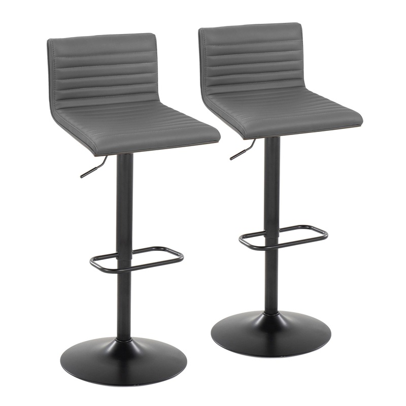 Mason Adjustable Barstool - Set of 2 Gray By LumiSource - BS-MASONPU-RNR2 BKWLGY2