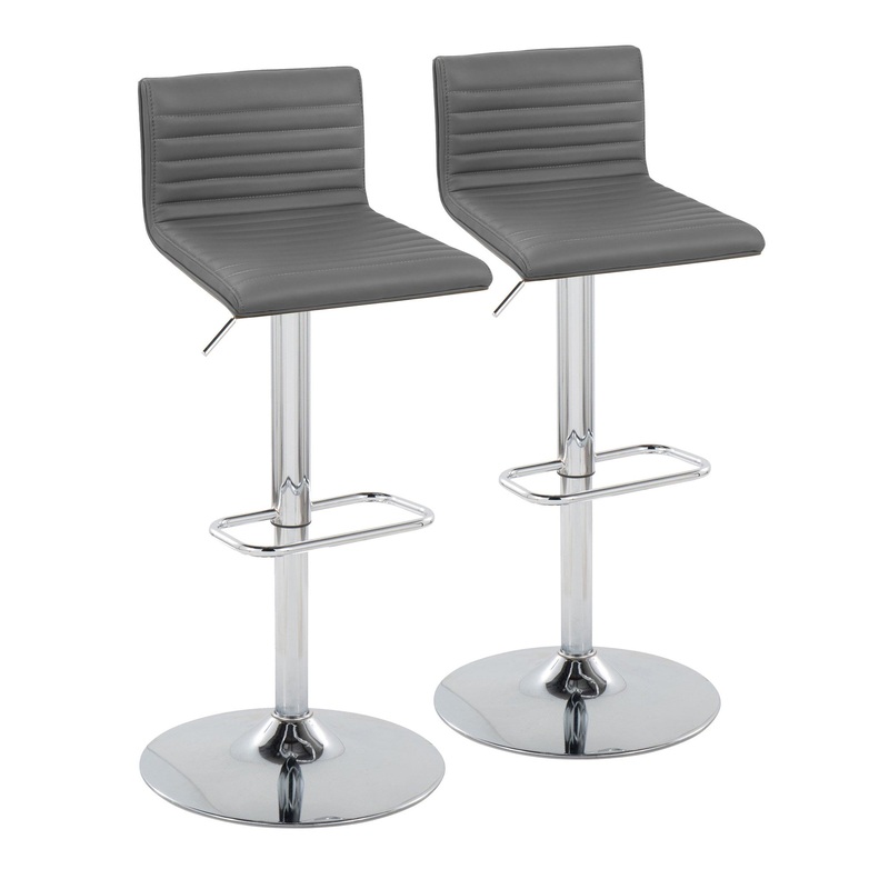 Mason Adjustable Barstool - Set of 2 Gray By LumiSource - BS-MASONPU-RNR2 CHRWLGY2