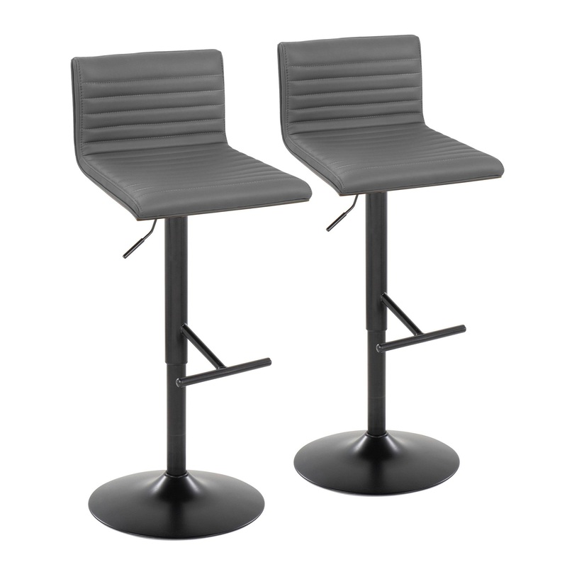 Mason Adjustable Barstool - Set of 2 Gray By LumiSource - BS-MASONPU-STRT2 BKWLGY2