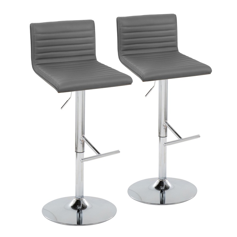 Mason Adjustable Barstool - Set of 2 Gray By LumiSource - BS-MASONPU-STRT2 CHRWLGY2