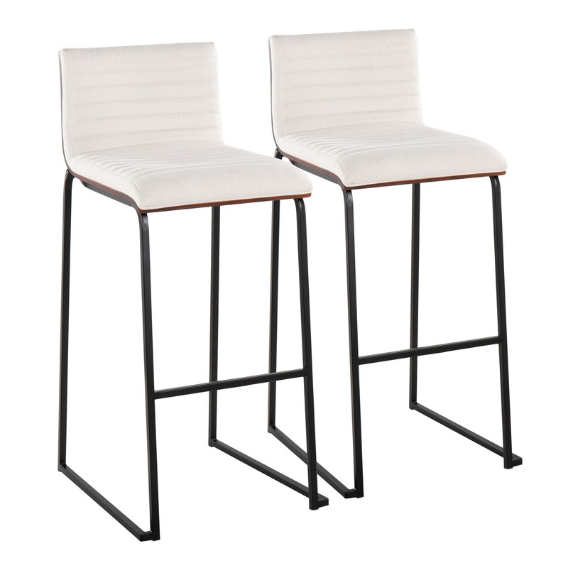 Mason Mara 30" Fixed-Height Barstool - Set of 2 Cream By LumiSource - B30-MASON-MARA1 BKWLCR2