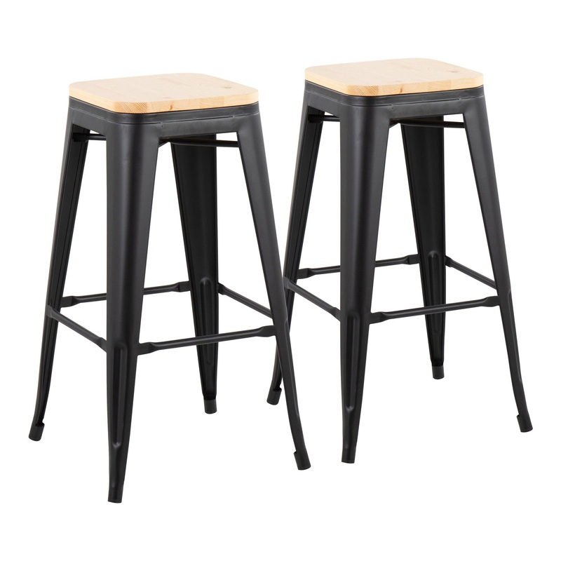 Oregon Barstool - Set of 2 Black By LumiSource - B30-OREGON BKNA2