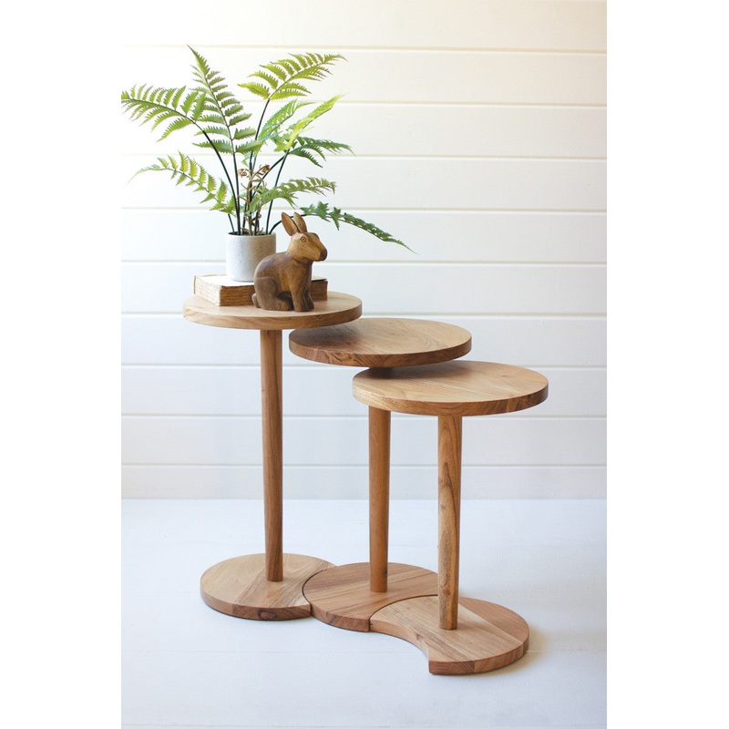 Acacia Wood Round Side Tables Set Of 3 By Kalalou