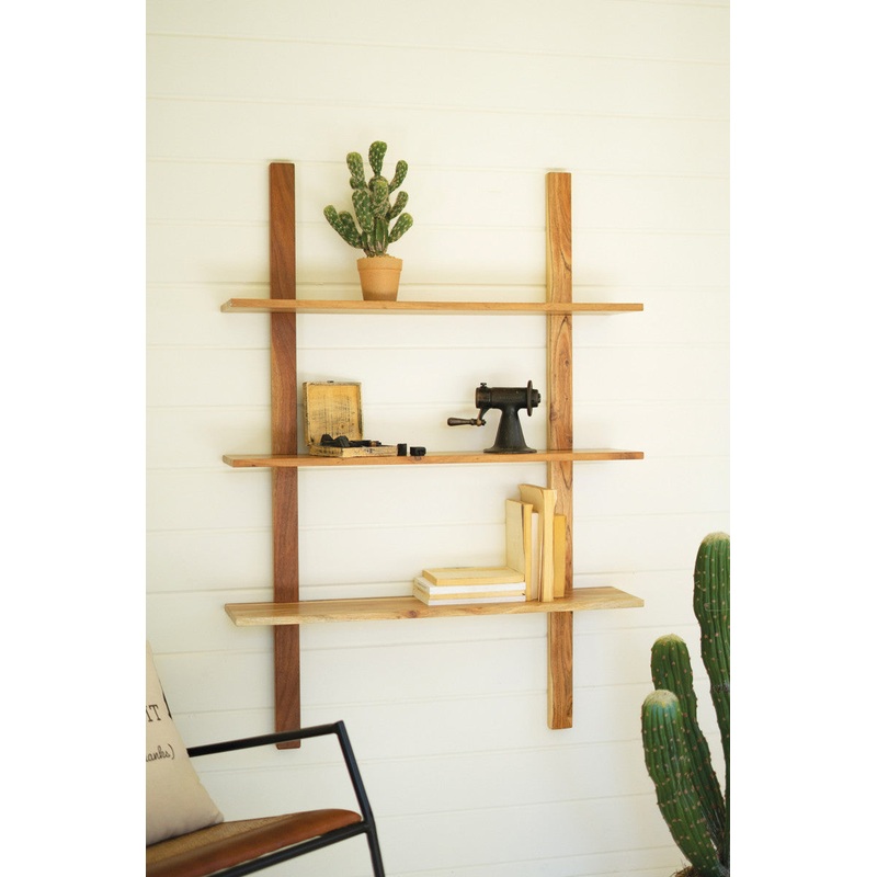 Acacia Wood Three Tiered Wall Shelf By Kalalou